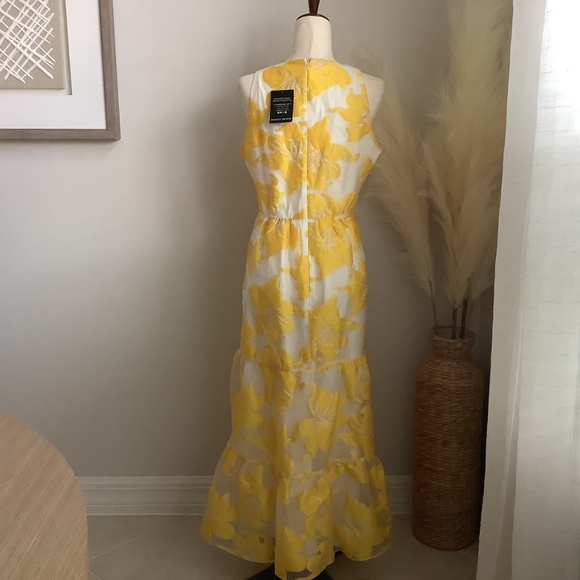 Exploded Metallic Floral Jacquard Organza Tiered Ankle Length  Dress Size 8 NWT - Picture 7 of 17